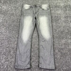 Marc Ecko Cut & Sew Jeans Mens 34x30 Gray Straight Denim Light Wash Stretch